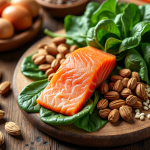 Assortiment coloré d'aliments riches en vitamines sur une table en bois