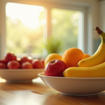 Cuisine ensoleillee avec fruits Ushaped artistiquement presentes