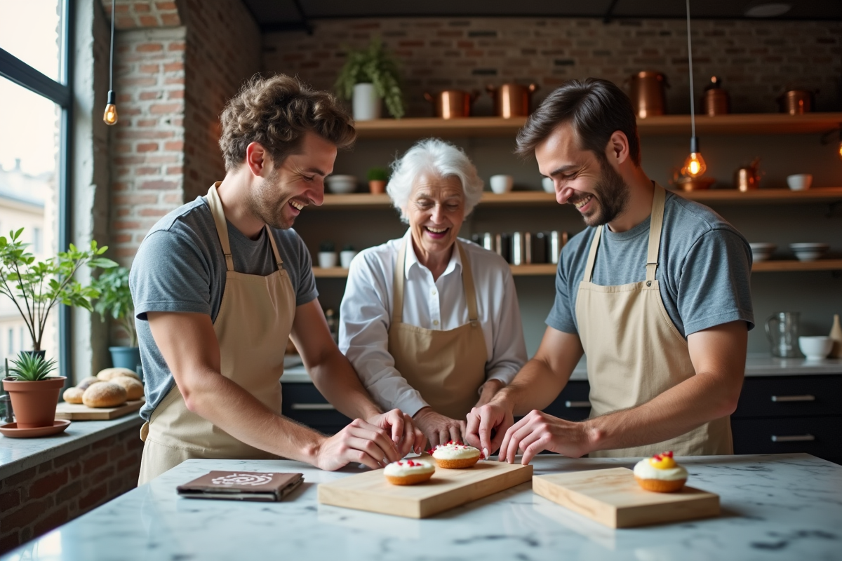 Groupe décorant des éclairs dans un loft parisien