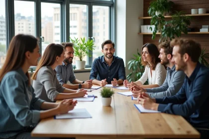 Groupe de professionnels divers dans un bureau moderne à Limoges