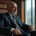 Homme d'âge mûr en fauteuil dans un bureau élégant