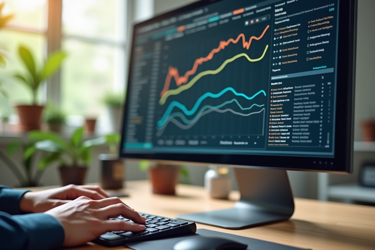 Vue d’un écran d’archive numérique avec clavier et mains en action