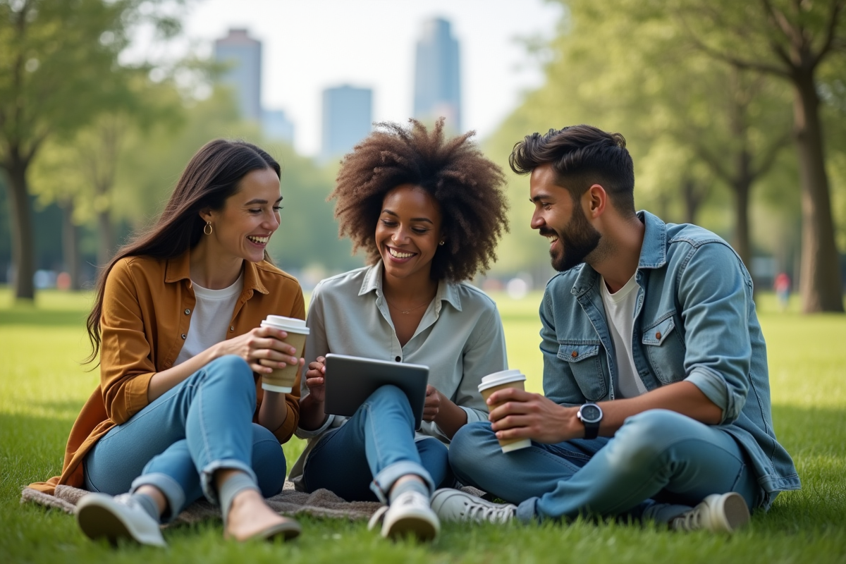 Groupe de jeunes adultes discutant d