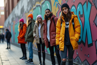 Groupe de jeunes en streetwear dans la ville