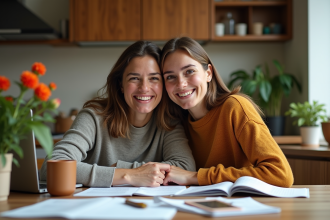 Femme et adolescente en cuisine automnale chaleureuse