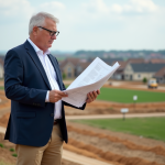 Urbaniste en planification devant un nouveau lotissement
